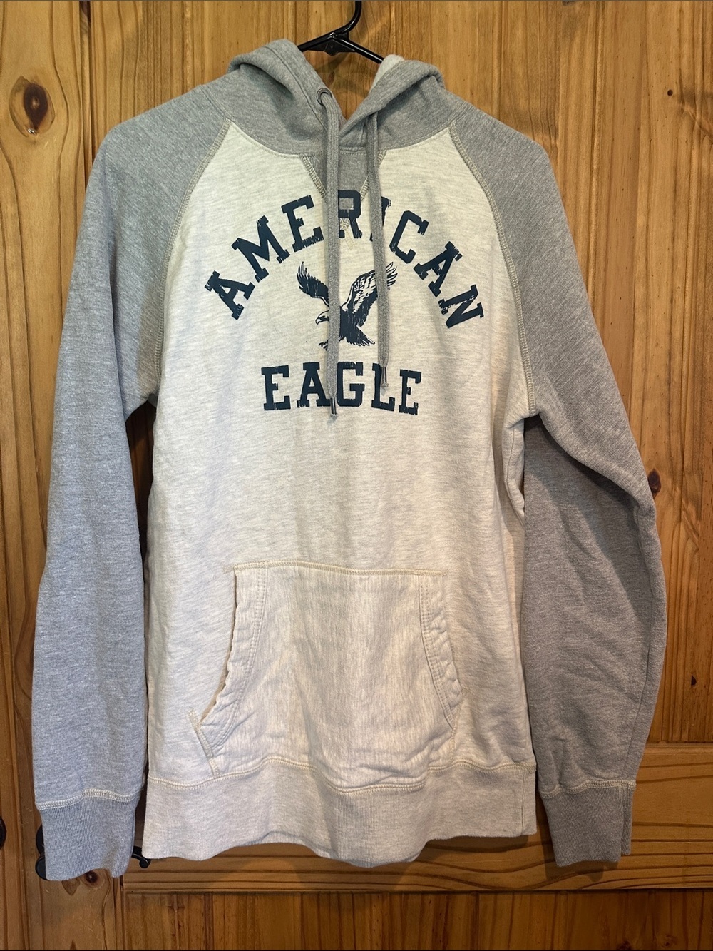 American Eagle Outfitters Light Gray & Heather Gray Logo Pullover Hoodie